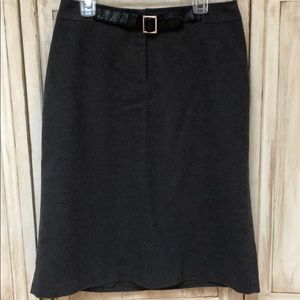 Grey Flannel skirt with leather belt attached